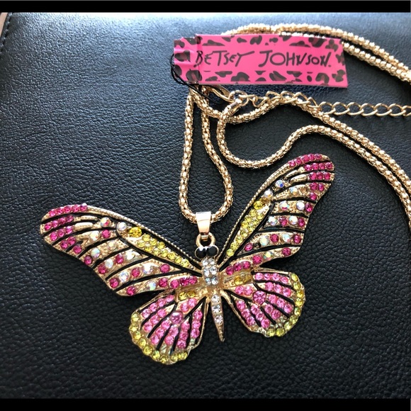 NWT BETSY JOHNSON BUTTERFLY NECKLACE - Picture 3 of 4